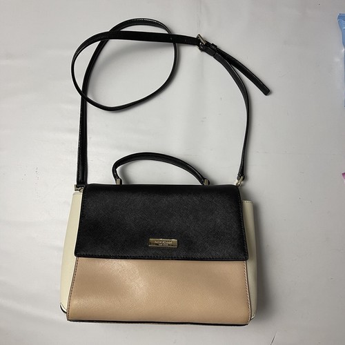 Kate Spade Paterson Court Brynlee Satchel Crossbody Bag Black Tan Leather - Picture 5 of 11