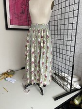 Vintage Ruff Hewn 1990's cotton print skirt XS-cottage Core-Floral-stripe-green