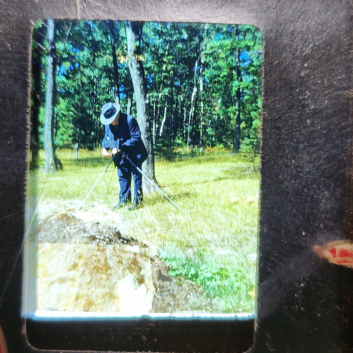 1950s Photo Slide Negative, Well Dressed Man taking photos with a