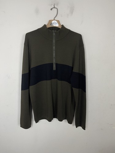Banana Republic Mens Sweater XL Green Y2K 100% Merino Wool Colorblock Grunge