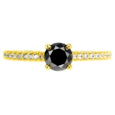 925 Sterling Silver Ring Round Brilliant Black Diamond 0.60ct Gemstone Jewelry