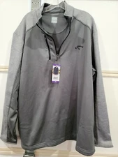 Callaway Men's Mock Neck Zip Tech Fleece Long Sleeve Gray Pullover XXL