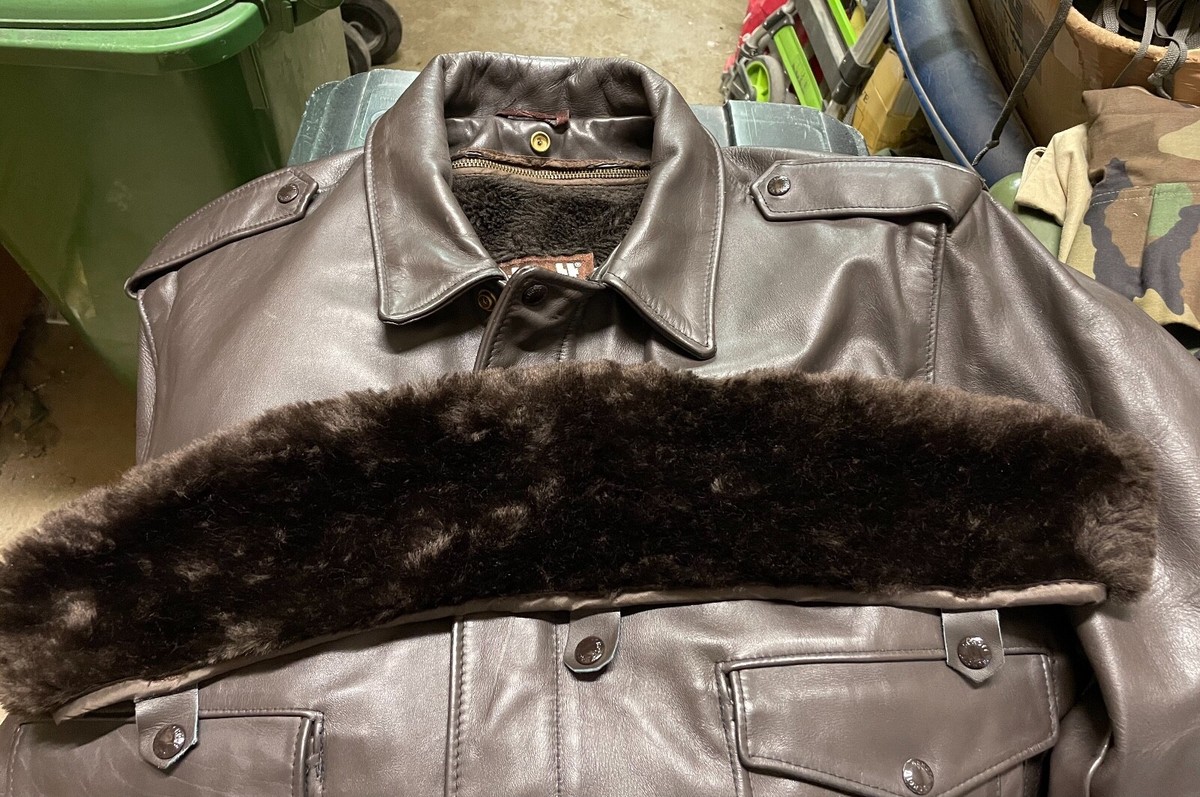 GENUINE VINTAGE US SCHOTT 684 SM LEATHER FLIGHT JACKET BROWN