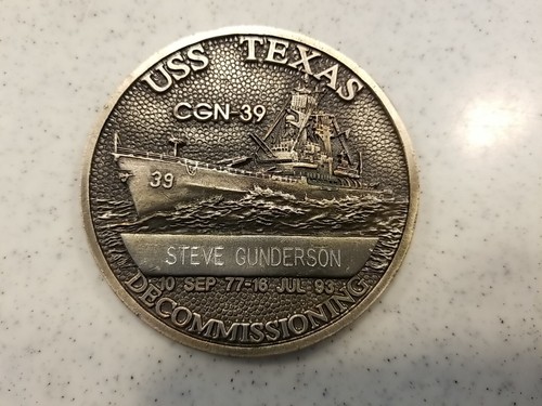 USS Texas Commemorative Decommissioning Medallion CGN-39 1993