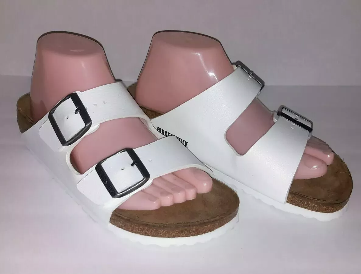 BIRKENSTOCK ARIZONA BIRKO FLOR SANDAL WHITE SYNTHETIC LEATHER SIZE