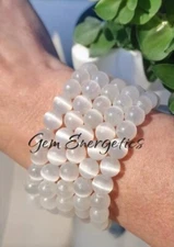 Selenite Bracelet Selenite Crystal Bracelet Gemstone Chakra Reiki Healing 10mm