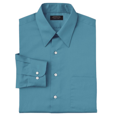New Arrow Mens Wrinkle-Free Regular-Fit Poplin Point-Collar Dress Shirt  MSRP $45 | eBay
