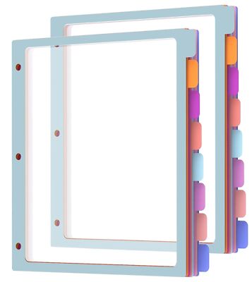 HABGP 2 Set 8 Tab Binder Dividers for 3 Ring, Plastic Binder Dividers with Ta...