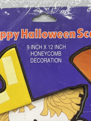 Halloween Scarecrow 9”x 12” Honeycomb Decoration Vintage 1992 American Greetings - Picture 4 of 4