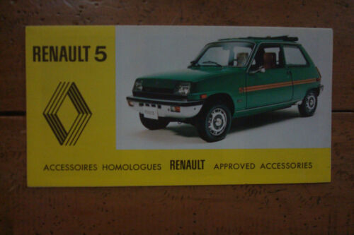 Circa 1975 Renault 5 Approved Accessories Brochure - Afbeelding 1 van 4
