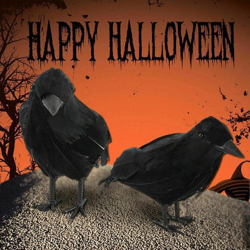Halloween Stofftier Feder Krähe Vogel schwarz Rabe Kostüm Requisite Kleid Zuhause heiß W0 - Bild 3 von 15
