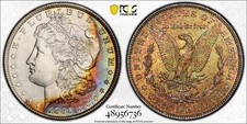 1885 $1 Morgan Silver Dollar Double Sided Toned Graded PCGS MS 63