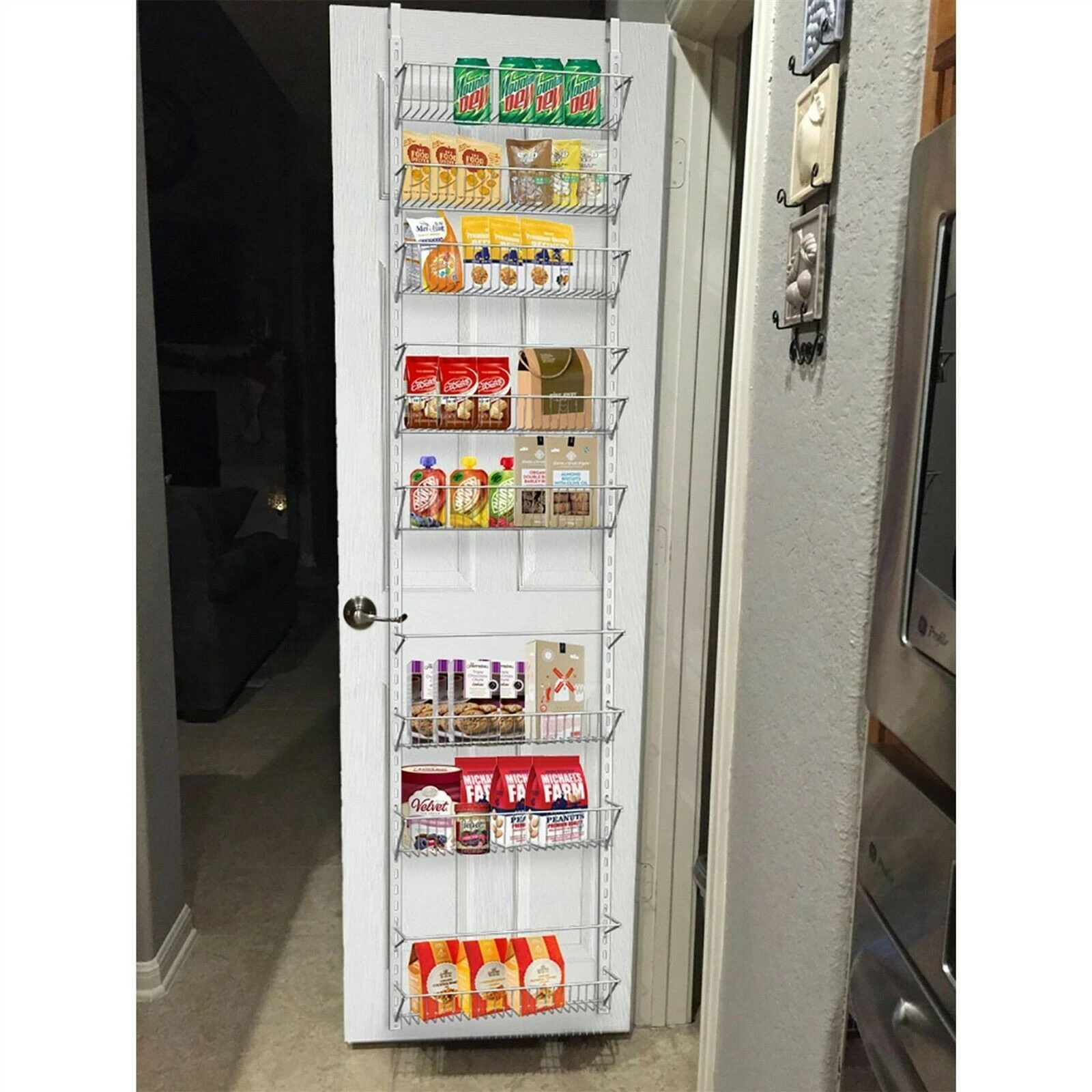 Over the Door Kitchen Storage Basket 74 x 17 In Adjustable Space Saving Pantry