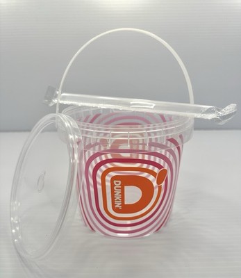 New! Dunkin Donuts   Authentic Limited Edition 48 Oz Drink Bucket, Cup & Straw