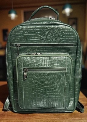 Crocodile 100% Leather Stylish Laptop Professional Backpack Travel Bag Designer
