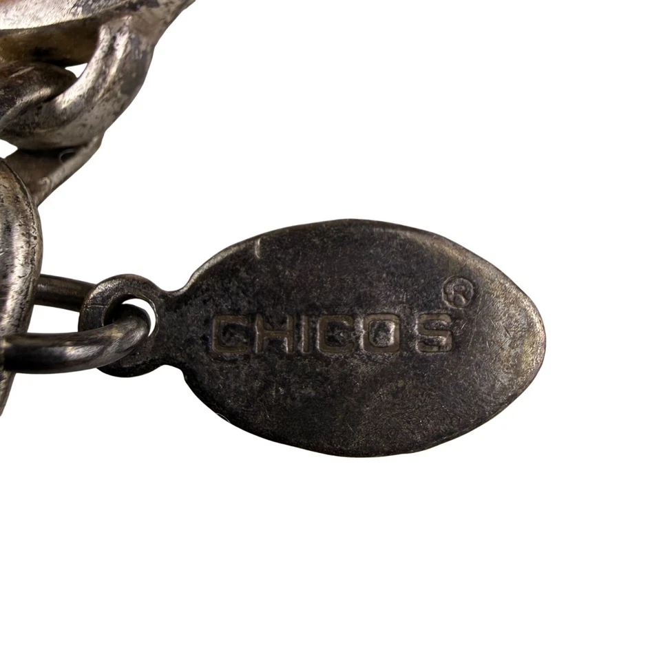 Chicos Womens Multicolor Beaded Mosaic Belt Silver-Tone Adjustable Chain - Image 3 of 4