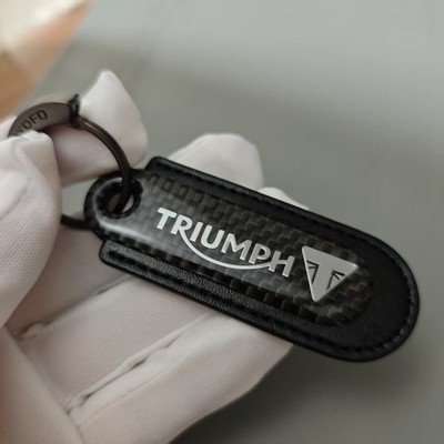  Premium Triumph Carbon Fiber Leather Keychain Motorcycle Luxury Key Ring Gift