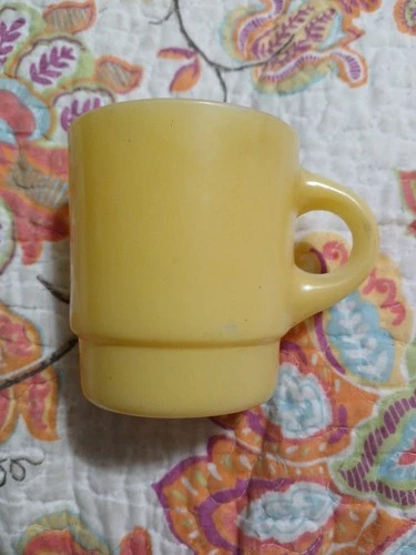 Vintage Anchor Hocking Fire King Ware Stackable Orange  Coffee Mug  Milk Glass
