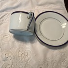 Vintage Tiffany & Co. Demitasse Limoges Cup & Saucer  Blue & Gold Bands — photo 3