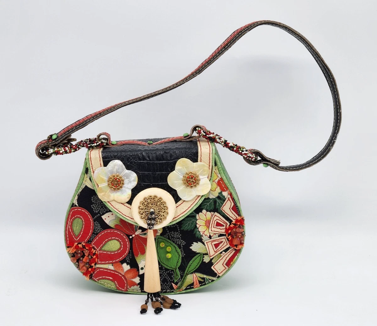 Mary Frances 'Make Me Up' Mini Crossbody Bag - Multi-Color Beaded Chain Strap & Back Pocket