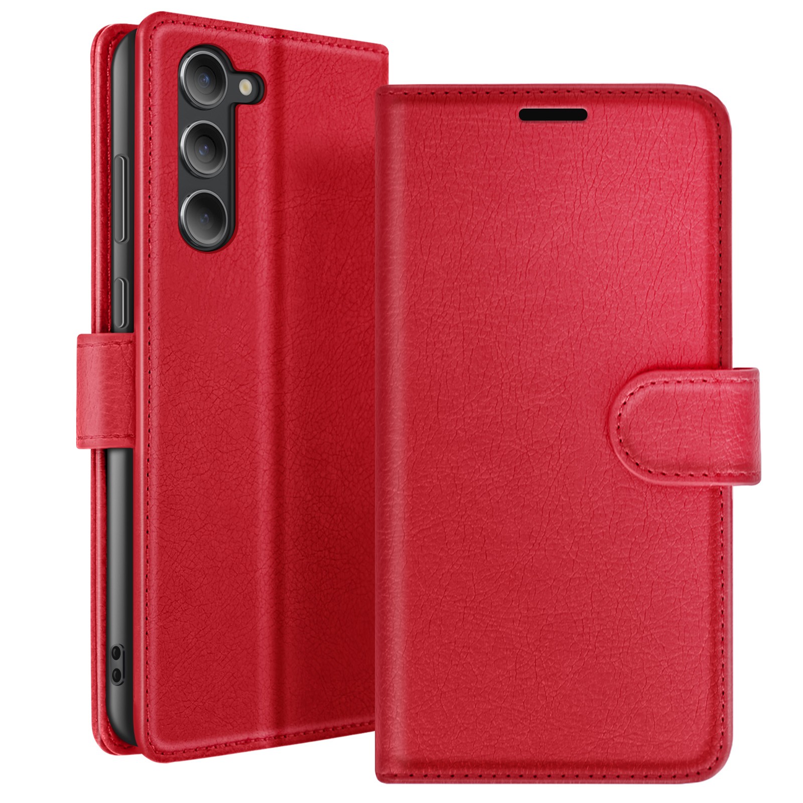 Coque portefeuille cuir synthétique rouge pour Samsung Galaxy S23