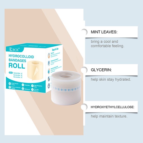 Hydrocolloid Roll Hydrocolloid Tape Flexible Breathable Wound Care Patch