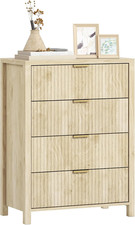 Cassettiera Camera Da Letto 4 Cassetti Scanalati, Comò Camera Da Letto in Legno 