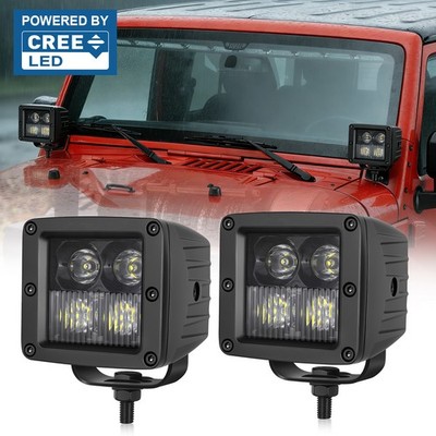 2X For Jeep Wrangler 3'' 50W Cree LED Cube Pods Work Light Bar Combo Driving Lamp