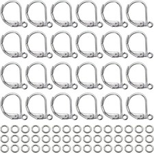 TOAOB 100pcs Stainless Steel Lever Back Earring Kit Clasps leverback Silver