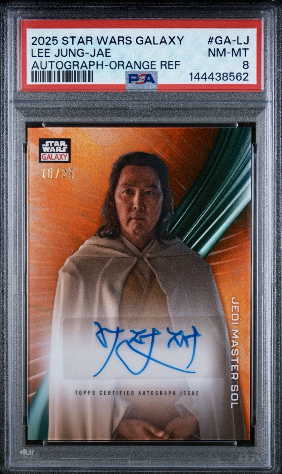 Lee Jung-jae #A-LJJ Star Wars 2025 Topps Chrome Autograph trading card — raw and PSA graded price guide