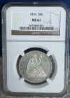 1876 Seated Liberty Half Dollar ~ NGC MS61 ~ Beautiful Original Type Coin