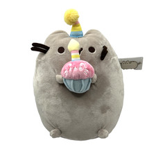 Gund Pusheen Snackables Cat with Birthday Cake Cupcake Party Hat Plush 10" New