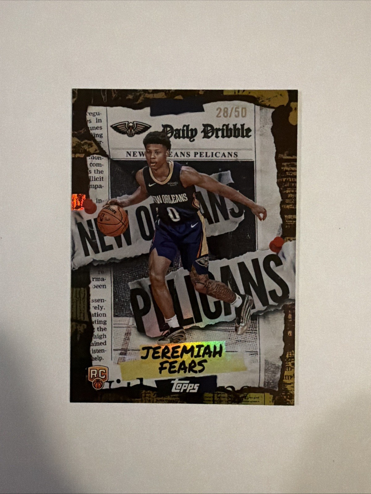 2025-26 Topps Basketball Jeremiah Fears Daily Dribble Gold Insert 28/50 RC. 🔥