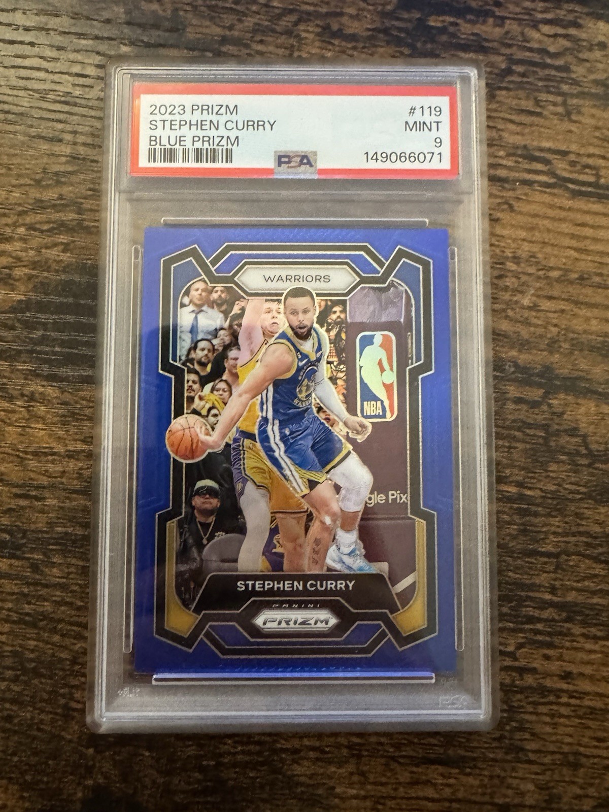 2023-24 Panini Prizm Stephen Curry #119 Blue Prizm /199 PSA 9