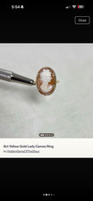 9ct Yellow Gold Oval White Cameo Ring, Size L 1/2, Gold Colour, Jewellery Ring