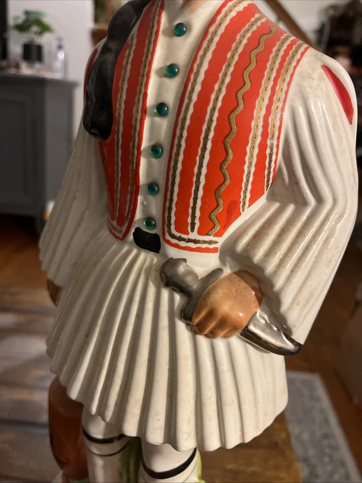 Винтажный Metaxa Греческий Ликер Декантер Бутылка Италия Пустой Греческий человек с ручной росписью - Изображение 4 из 4