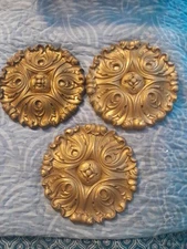 Set Of 3 Syroco Inc? Mid Century Scroll Wall Art Plaques Plaster? Read