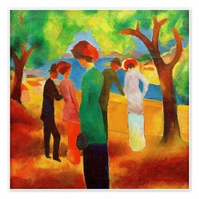 Poster Dame in grüner Jacke - August Macke