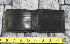 Burnishing Buffalo by BOSCA Black Leather Bi-fold Wallet Made in USA