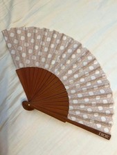 Christian Dior Folding Fan Beige White Brown Japanese Clothing Accessory Auth
