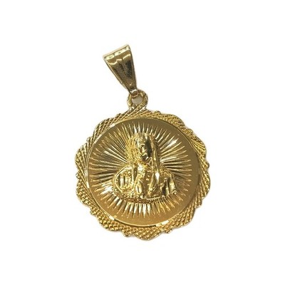 14k18k Gold-filled Virgin Mary Face Round Pendant 1'' H x 1'' W
