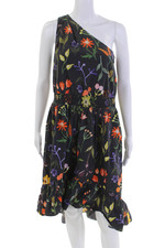 Slate & Willow Womens Cotton Floral One Shoulder Tiered Dress Multicolor Size 4