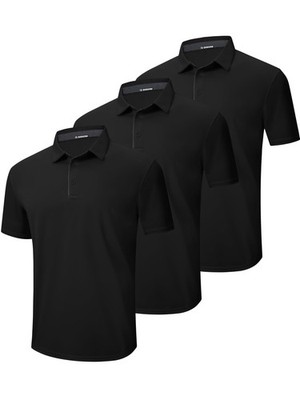 3 Pack Polo Shirt Mens Short Sleeve Quick Dry Breathable Polo Shirt Mi...