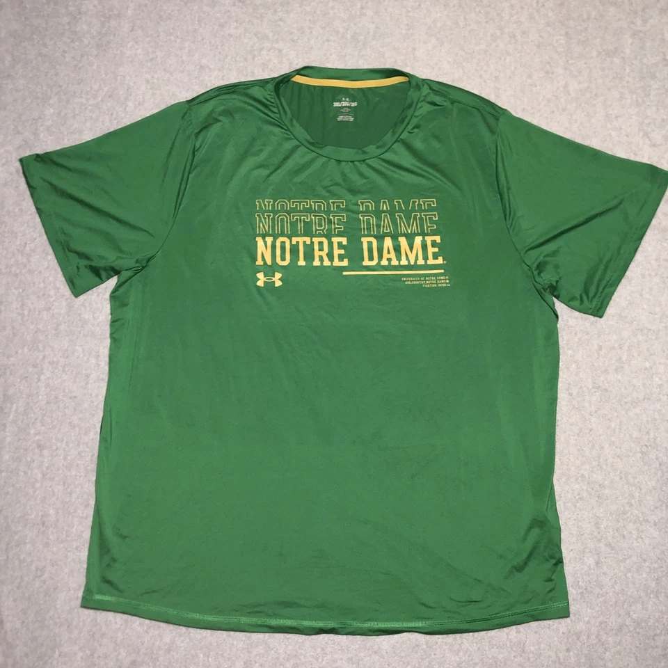 Camiseta técnica Under Armour emitida por el equipo de fútbol de Notre Dame 3XL 2024 verde Foto 4 de 4