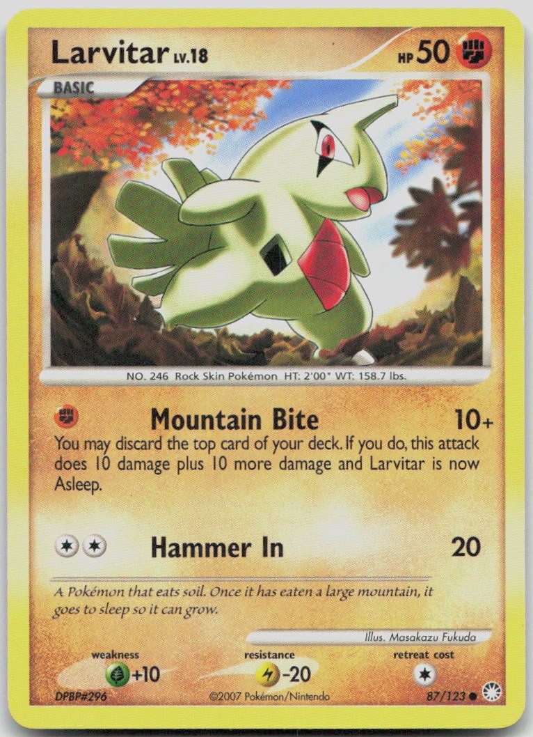 Larvitar 87/123 Common Mysterious Treasures Pokemon Near Mint