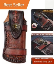 Compact 4.53-Inch Leather Knife Holster with Belt Loop - Outdoor Essential