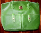 Dooney Bourke Green Pebbled Leather Tote Bag Purse, Issue-free! 2 Handles EC