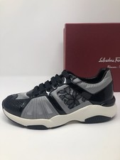 $695 New Salvatore Ferragamo Womens Sneakers Black White Ladies Shoes Size 6 36