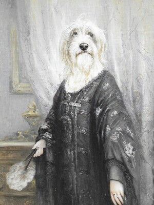 Bearded Collie ''Emma'' - CUSTOM MATTED - Vintage Dog Art Print - Poncelet 0810