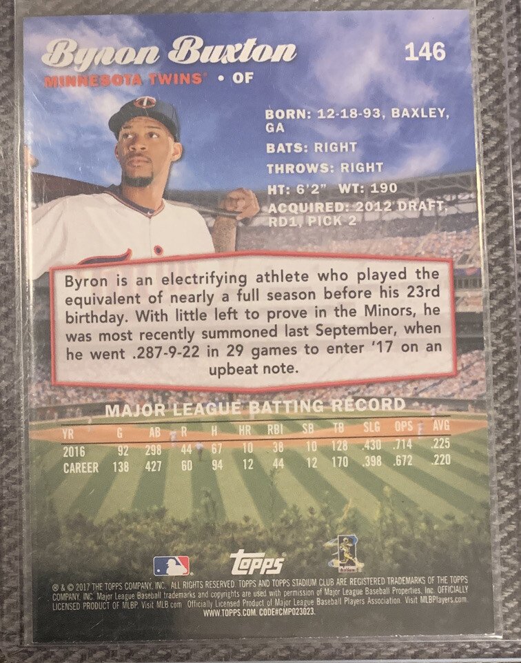 Pale Orange Rocks 2017 Stadium Club Black White & Orange SSP Byron Buxton | eBay
